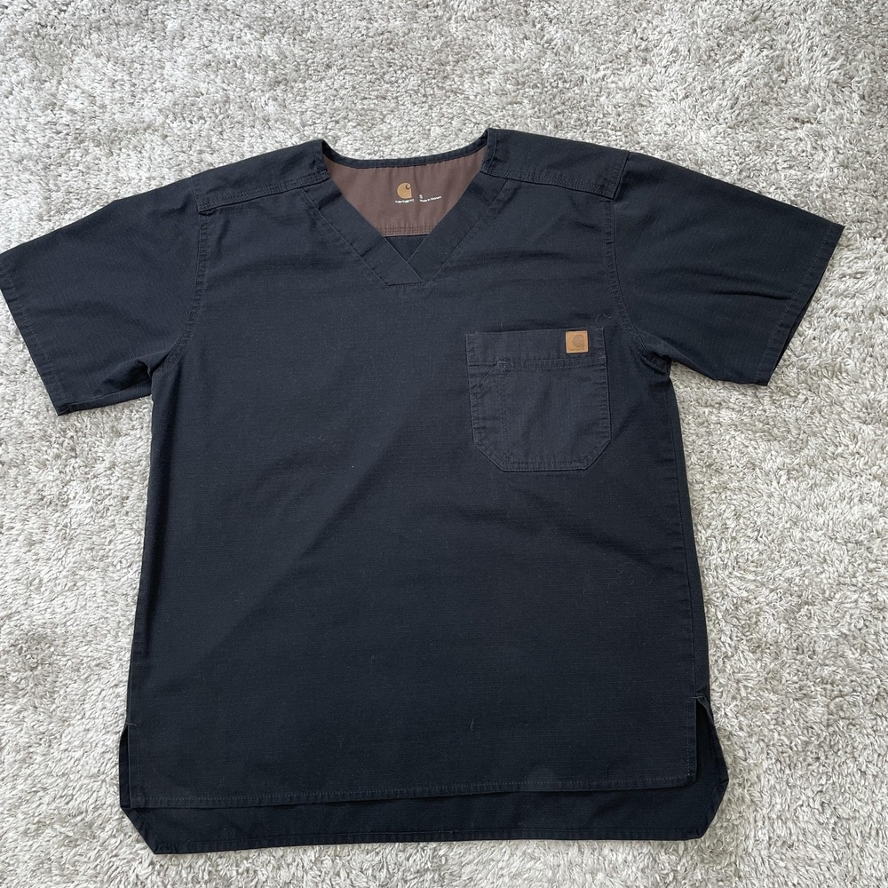 Carhartt Shirt Mens Small V Neck Pocket Short Sleeve Workwear Medical Scrub